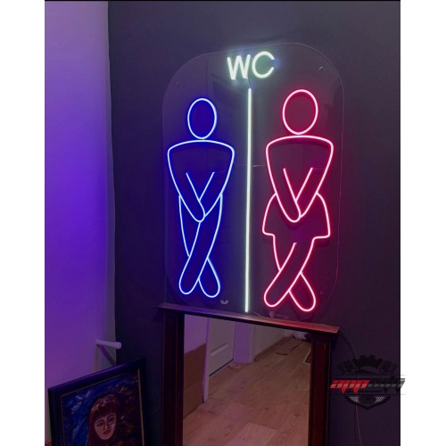 Bay Bayan WC Dekoratif Neon Led Tablo,WC Neon Duvar Tabela